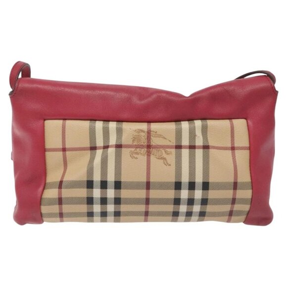 BURBERRY Nova Check Shoulder Bag PVC Pink Beige Auth 114520 - Picture 2 of 16